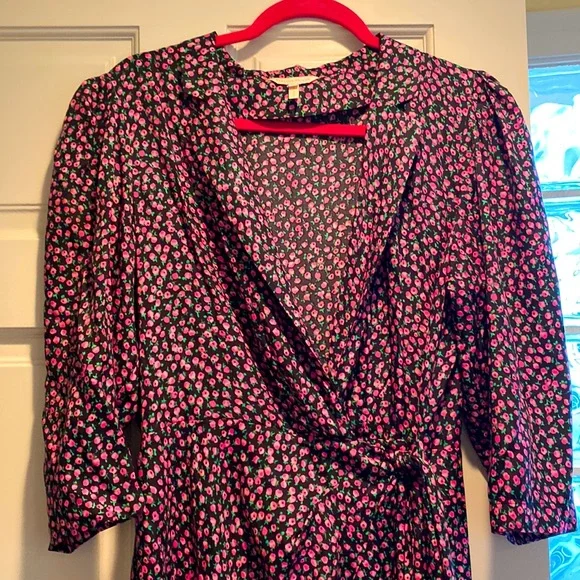 rebecca taylor pink floral dress Speckled Fleur Poplin Dress